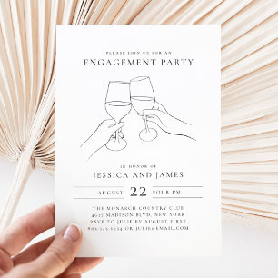 Invitation Fête de fiançailles autour d'un vin chic