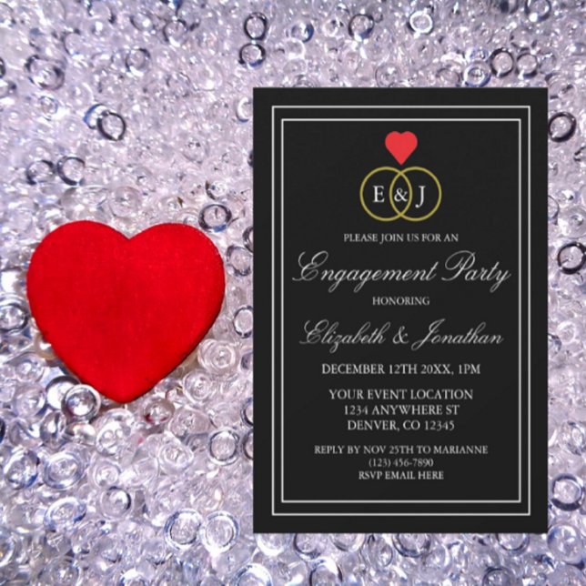 Invitation Fête de fiançailles aux anneaux entrelacés (Créateur téléchargé)