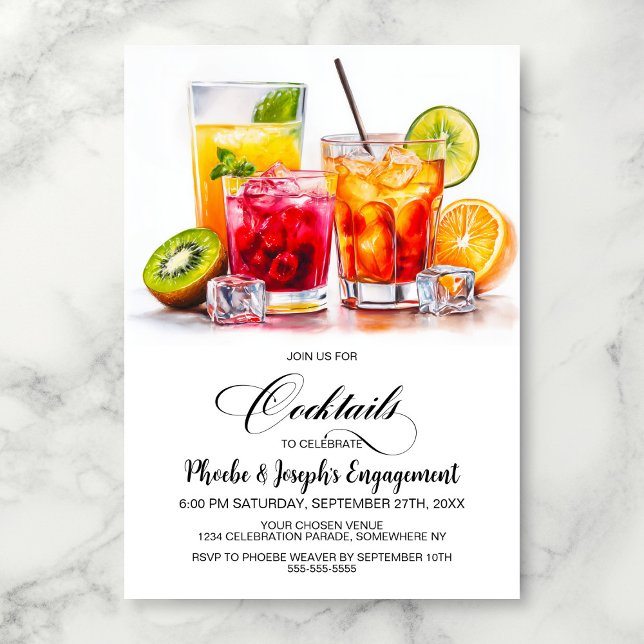 Invitation Fête de Fiançailles aux Cocktails Colorés (Créateur téléchargé)
