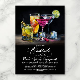 Invitation Fête de Fiançailles aux Cocktails Colorés
