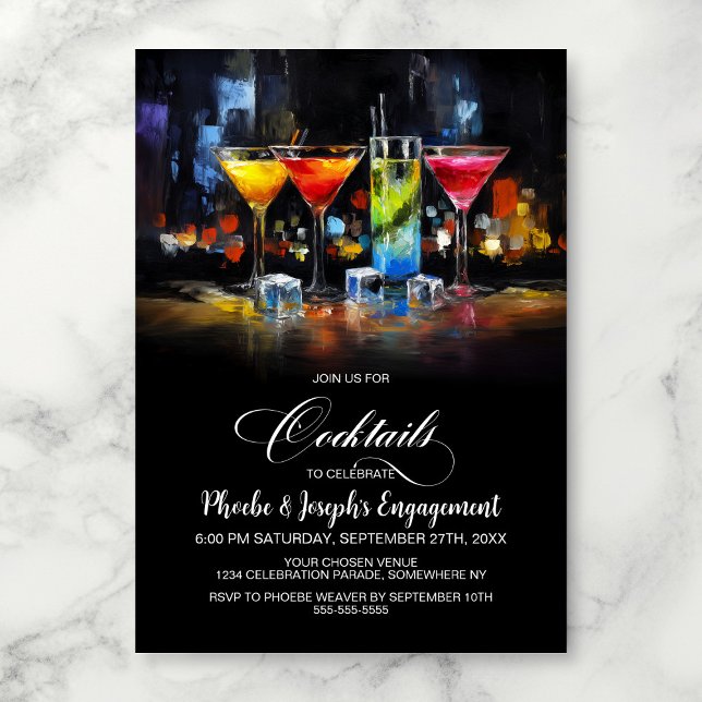 Invitation Fête de Fiançailles aux Cocktails Colorés (Créateur téléchargé)