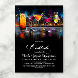 Invitation Fête de Fiançailles aux Cocktails Colorés