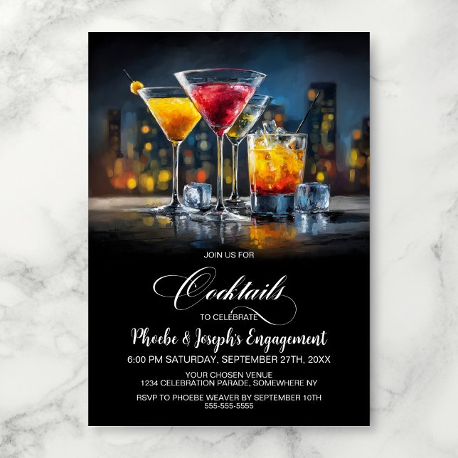 Invitation Fête de Fiançailles aux Cocktails Colorés (Créateur téléchargé)