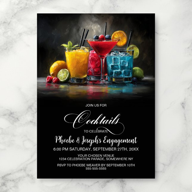 Invitation Fête de Fiançailles aux Cocktails Colorés (Créateur téléchargé)
