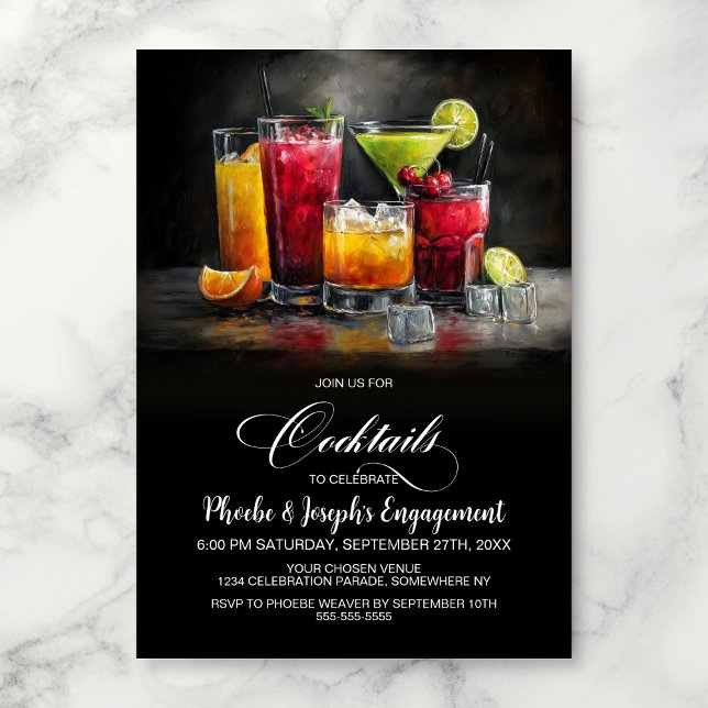 Invitation Fête de Fiançailles aux Cocktails Colorés (Créateur téléchargé)