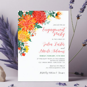 Invitation Fête de fiançailles aux dahlias jaunes pastel du p