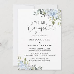 Invitation Fête de fiançailles aux fleurs de eucalyptus bleu