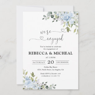 Invitation Fête de fiançailles aux fleurs de eucalyptus bleu