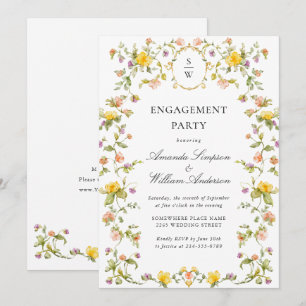 Invitation Fête de Fiançailles aux fleurs sauvages aquarelle 