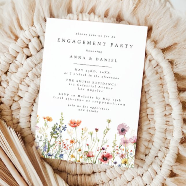 Invitation Fête de fiançailles aux fleurs sauvages d'été (Créateur téléchargé)