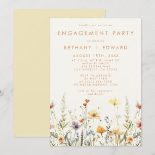 Invitation Fête de fiançailles aux fleurs sauvages rustiques