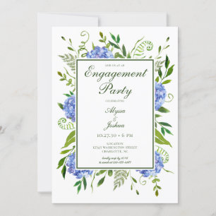 Invitation Fête de fiançailles aux Hortensias Bleus