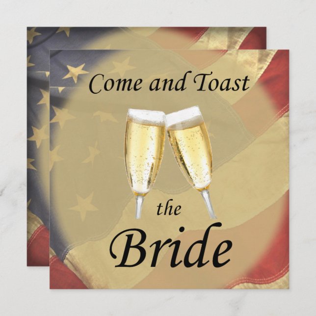Invitation Fête de Fiançailles avec Drapeau Américain (Devant / Derrière)