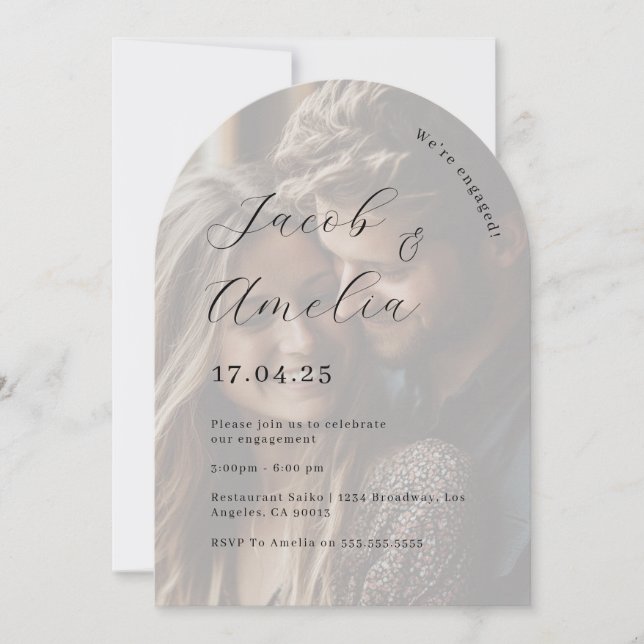 Invitation Fête de fiançailles avec photo d'arch moderne   (Devant)