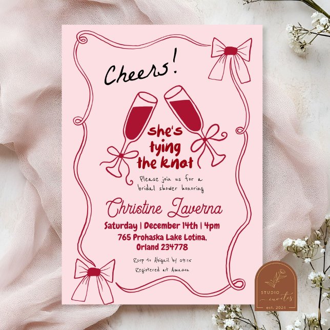 Invitation Fête de Fiançailles avec Ruban Rouge Gribouillé (Créateur téléchargé)