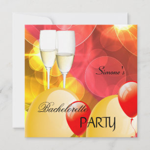 Invitation Fête de Fiançailles Ballons Rouges Jaunes Champagn