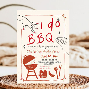 Invitation Fête de fiançailles BBQ de cour arrière dessinée à