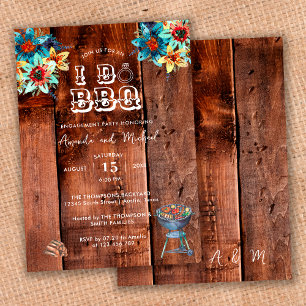 Invitation Fête de fiançailles BBQ en bois rustique pour coup