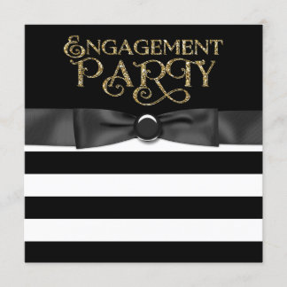 Invitation Fête de fiançailles Black Stripe