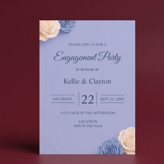 Invitation Fête de fiançailles Blue Rose (Créateur téléchargé)