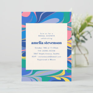 Invitation Fête de Fiançailles Bold Retro Marble Tourbillon B