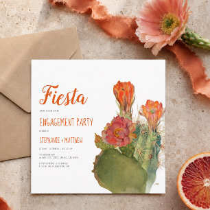 Invitation Fête de fiançailles Cactus Aquarelle Floral Script