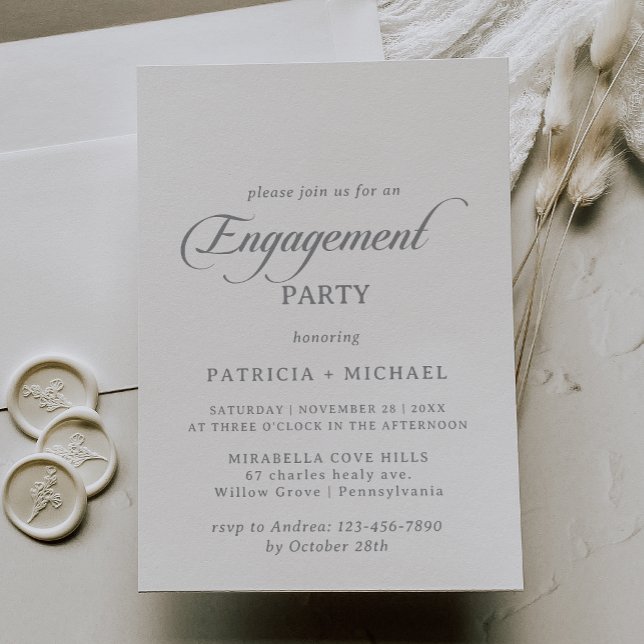 Invitation Fête de fiançailles calligraphie Chic Classique (Créateur téléchargé)