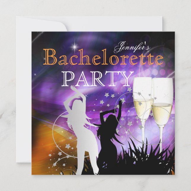Invitation Fête de Fiançailles Champagne Violet Danse (Devant)