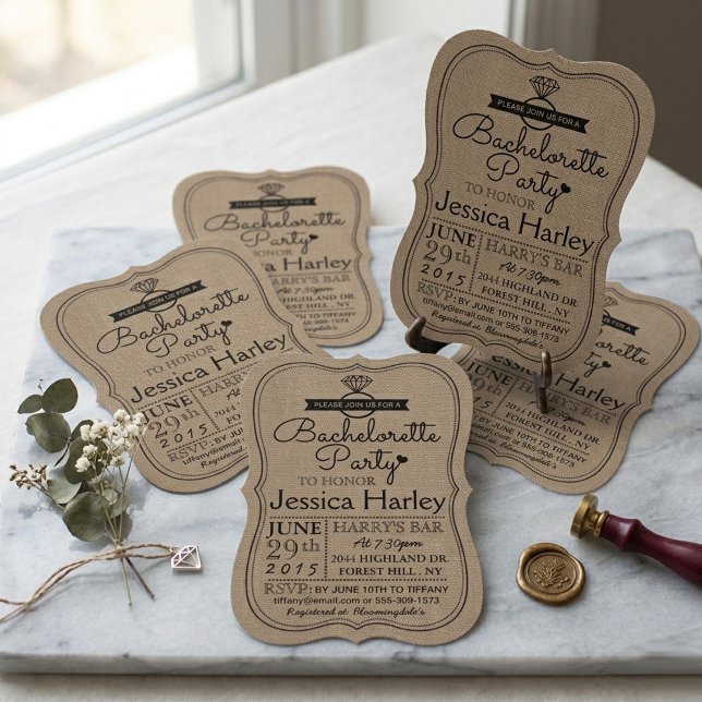 Invitation Fête de Fiançailles Champêtre en Burlap (Créateur téléchargé)