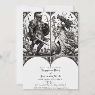 Invitation Fête de fiançailles Chevalier d'antan & Jeune fill