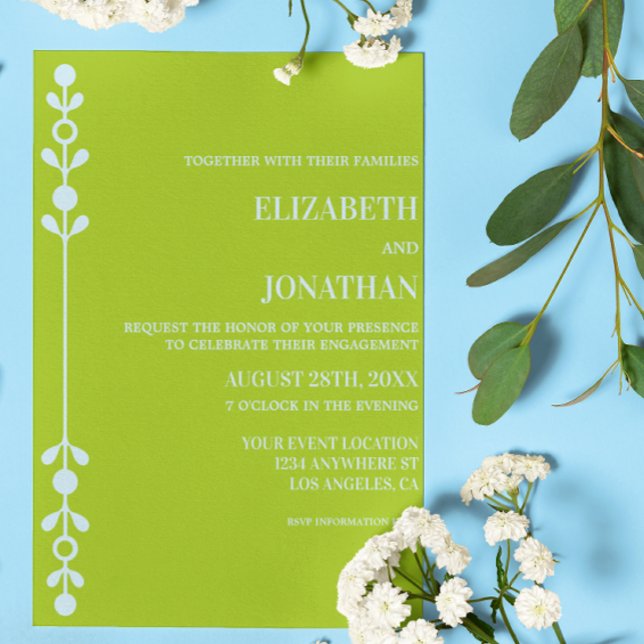 Invitation Fête de fiançailles Citron Vert et Bleu Côté Mer (Créateur téléchargé)