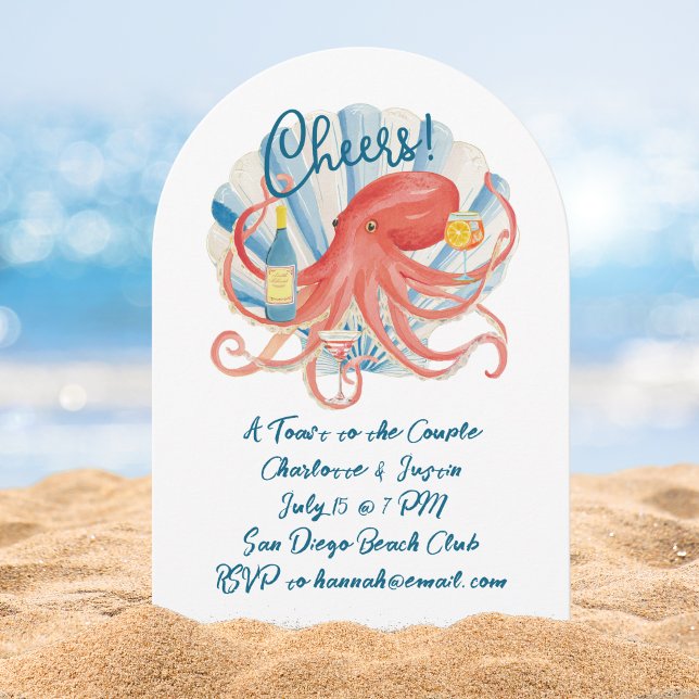 Invitation Fête de fiançailles Coastal Cheers (Créateur téléchargé)