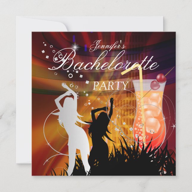Invitation Fête de Fiançailles Cocktail Noir Or Blanc (Devant)