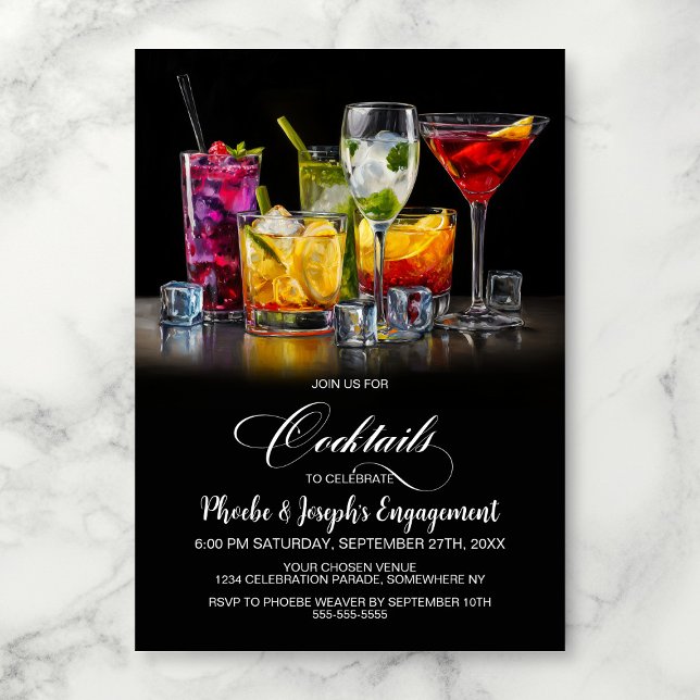 Invitation Fête de Fiançailles Cocktails Colorés (Créateur téléchargé)