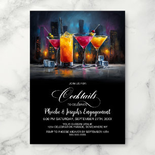 Invitation Fête de Fiançailles Cocktails Colorés