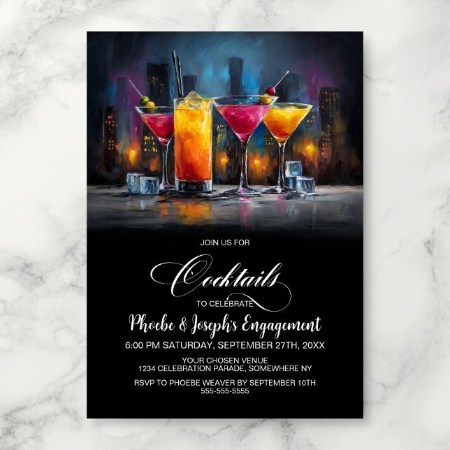 Invitation Fête de Fiançailles Cocktails Colorés (Créateur téléchargé)