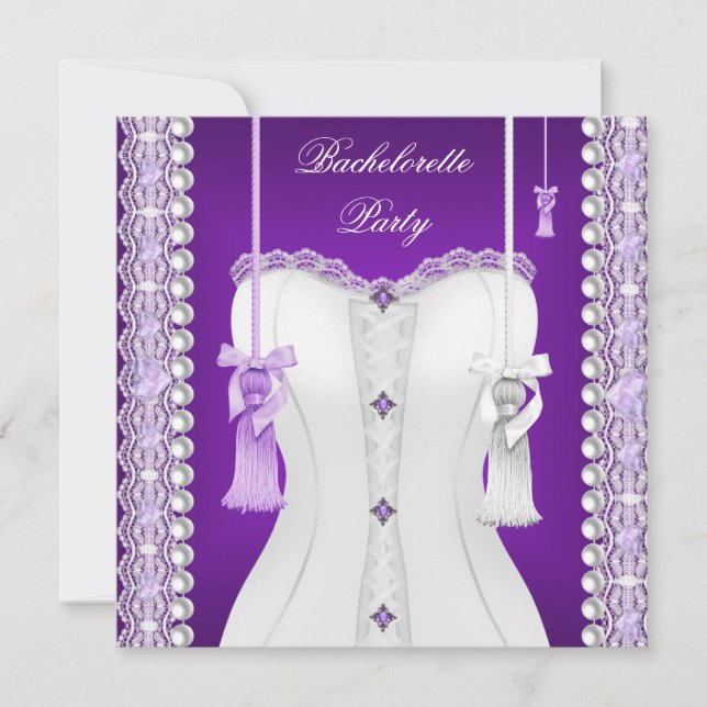 Invitation Fête de Fiançailles Corsage Violet Lilas avec Pomp (Devant)