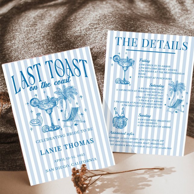 Invitation Fête de Fiançailles Côtière Bleu Cocktail (Créateur téléchargé)
