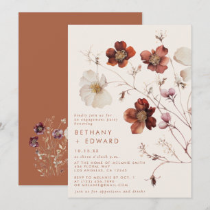 Invitation Fête de fiançailles dans un champ de fleurs sauvag