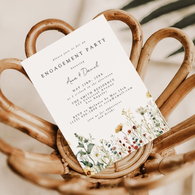 Invitation Fête de fiançailles dans un champ de fleurs sauvag (Créateur téléchargé)