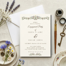Invitation Fête de Fiançailles dans une Prairie de Fleurs Sau