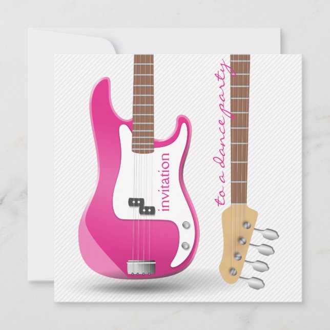 Invitation Fête de Fiançailles Danse Rose Électrique Guitare (Devant)