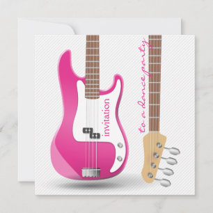Invitation Fête de Fiançailles Danse Rose Électrique Guitare