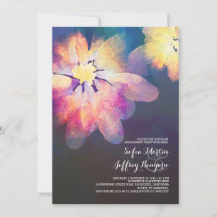 Invitation fête de fiançailles d'aquarelle de fleurs romantiq