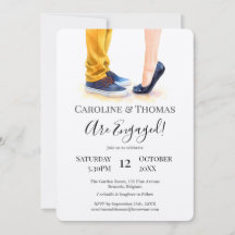 Fête de fiançailles de couple à l'aquarelle modern