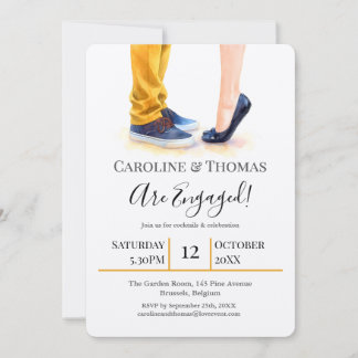 Invitation Fête de fiançailles de couple à l'aquarelle modern