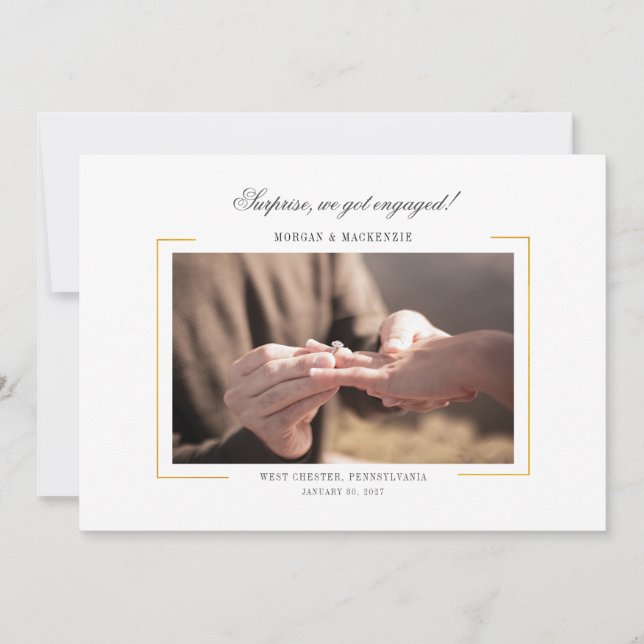Invitation Fête de fiançailles de couples photo moderne (Devant)