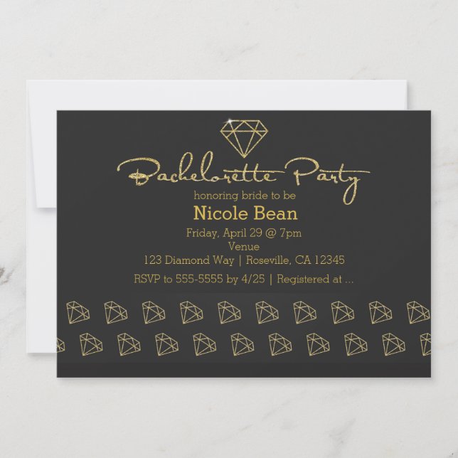 Invitation Fête de Fiançailles de Design Moderne en Diamant O (Devant)