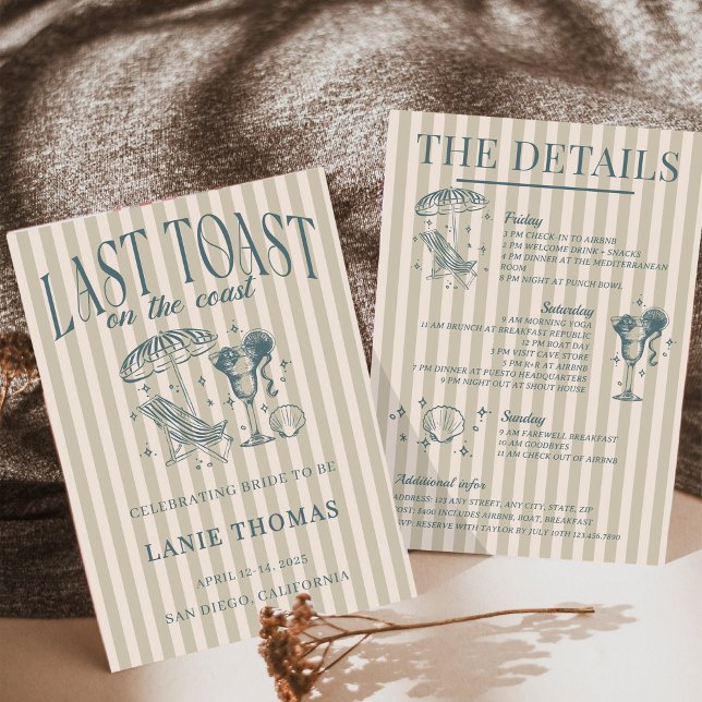 Invitation Fête de Fiançailles de Fille en Bord de Mer Cockta (Créateur téléchargé)