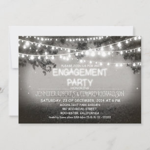 Invitation fête de fiançailles de la nuit noire et des lumièr